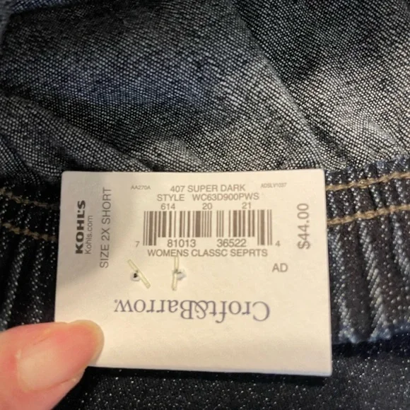 Dark Blue Elastic Waist Pants , Mid Rise, 2x - Picture 5 of 5